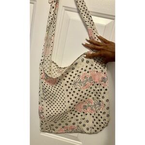 Free People Bag Crossbody Shoulder Bag Gauze Cloth Boho Logo Floral Tote Shopper